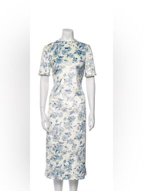 No. 6 Cream and Blue Floral Midi Dress